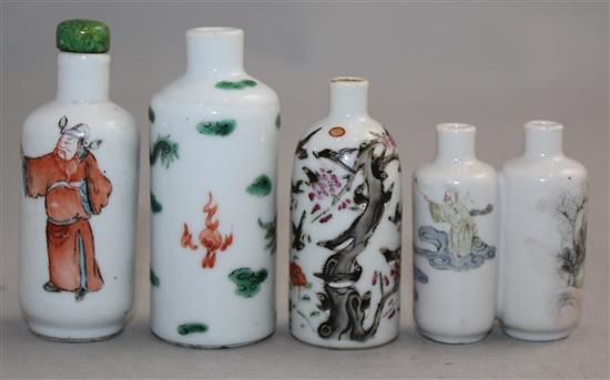 Four Chinese enamelled porcelain snuff bottles, 1830-1908, Richards no.s 131, 378,192 and 424